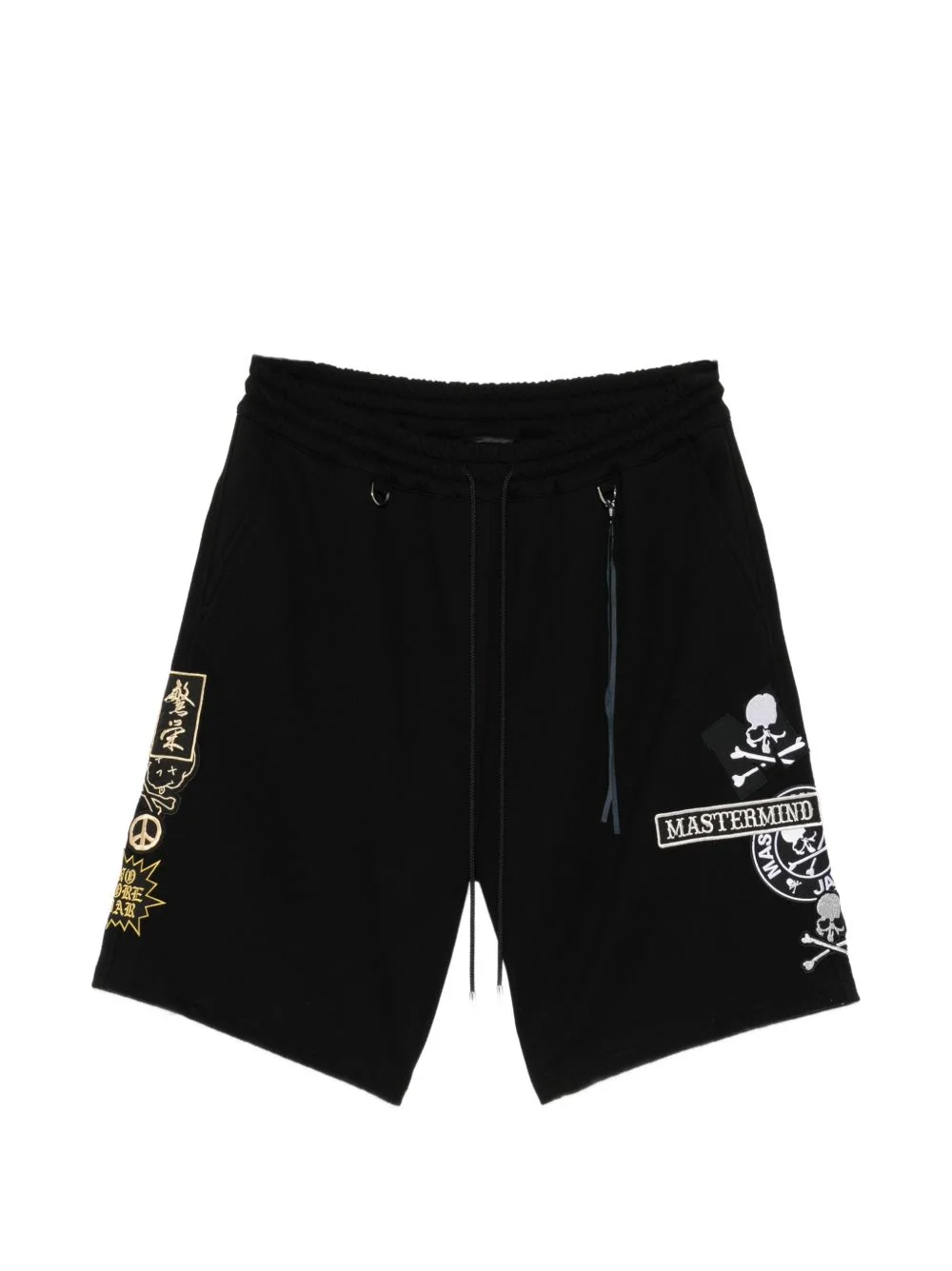 embroidered patch drawstring shorts - 1