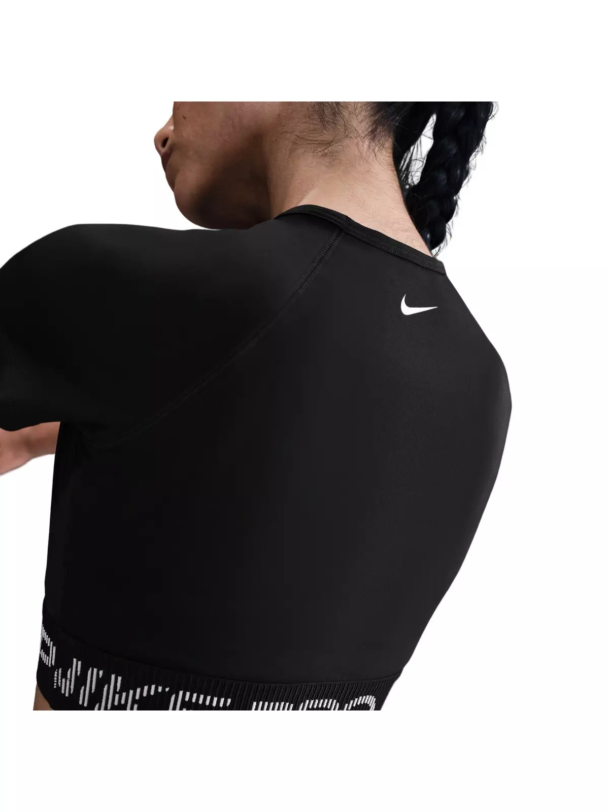 Women's Pro Dri-FIT Short-Sleeve Cropped Graphic Top -Black - 2