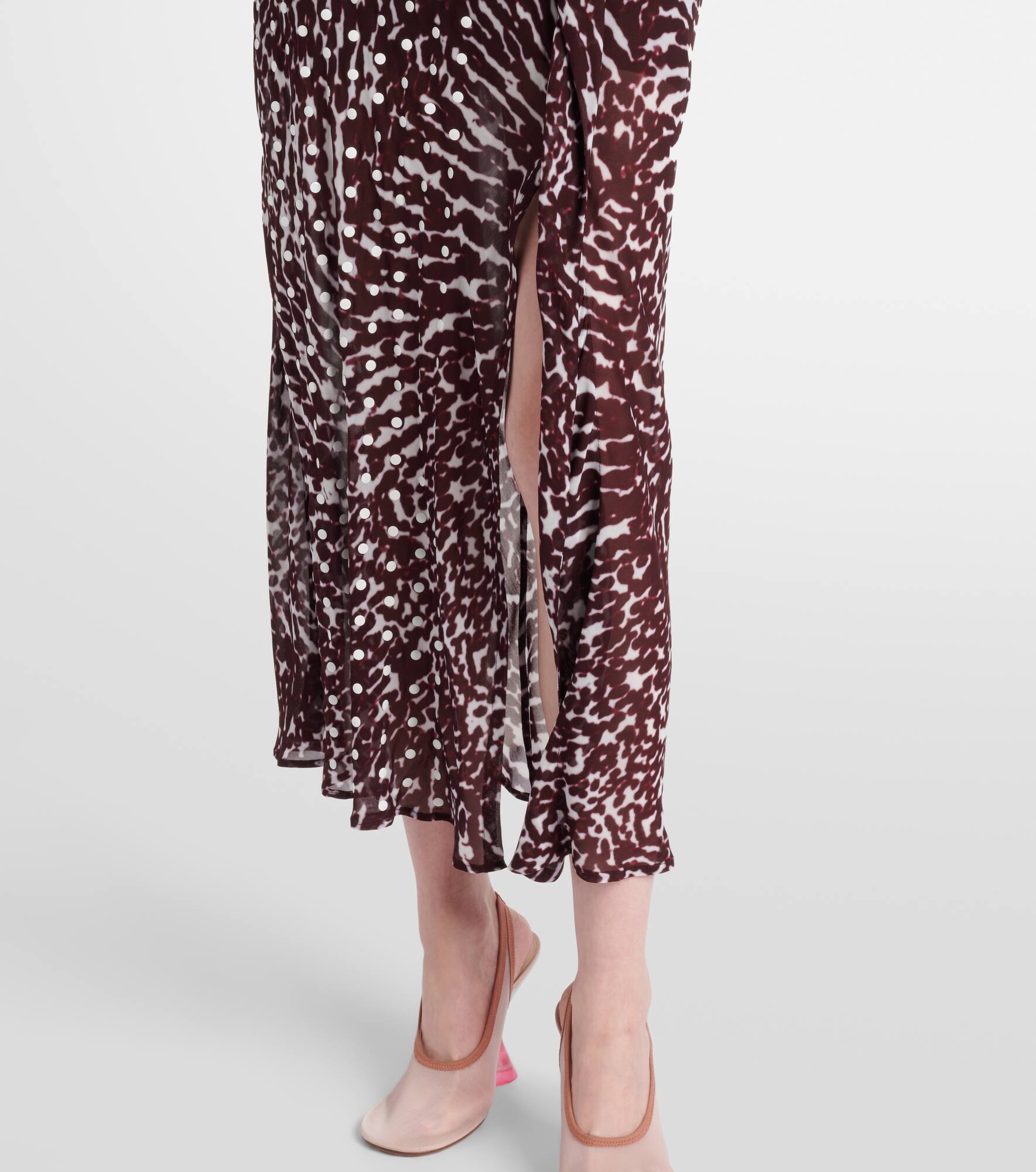 Printed draped one-shoulder midi dress - 6