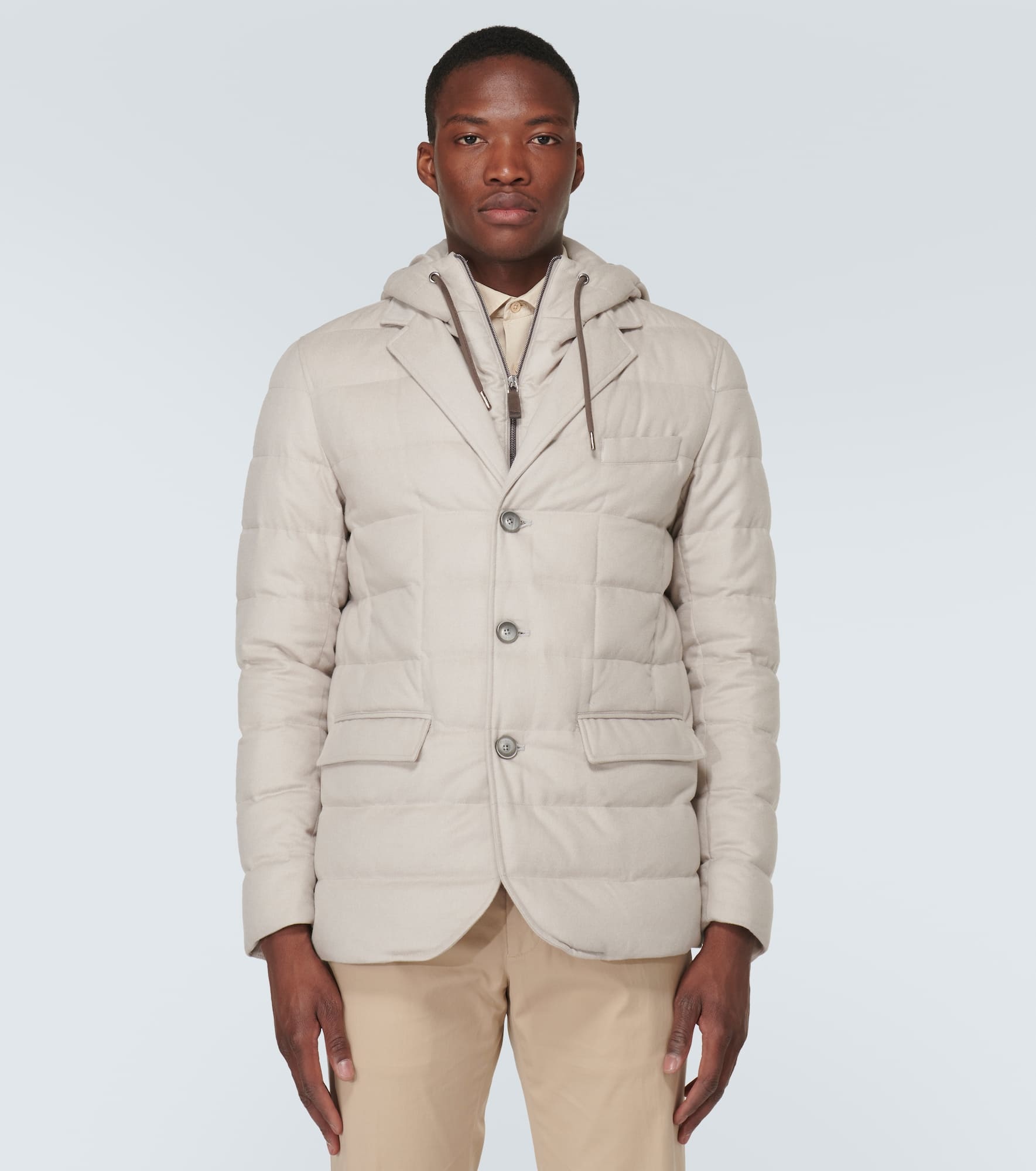 Quilted silk and cashmere coat - 3