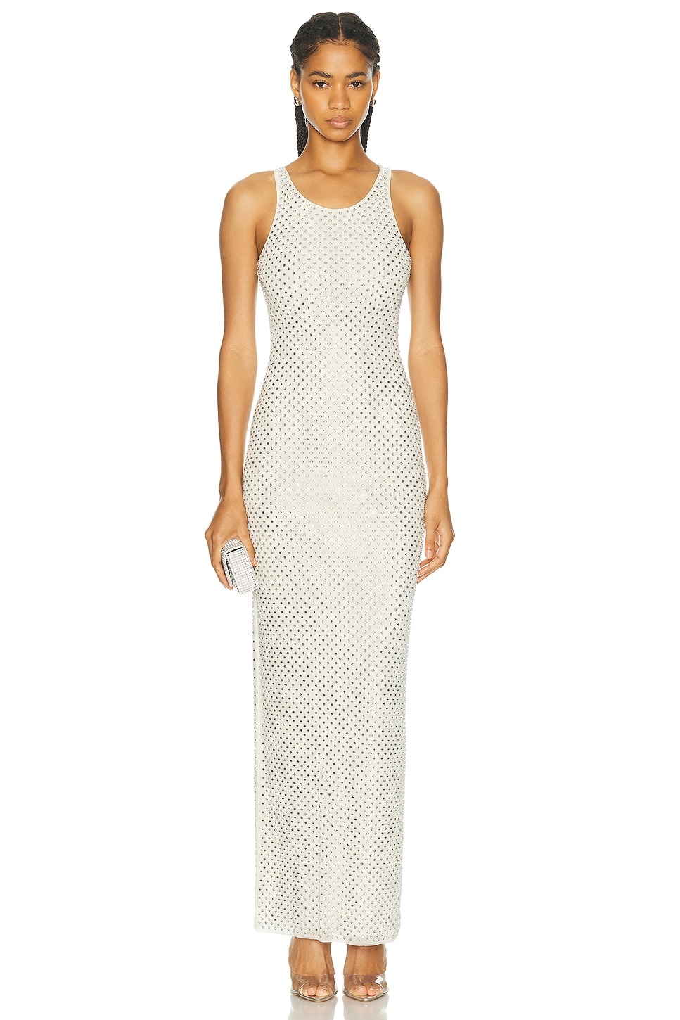 Mesh Rhinestone Maxi Dress - 1