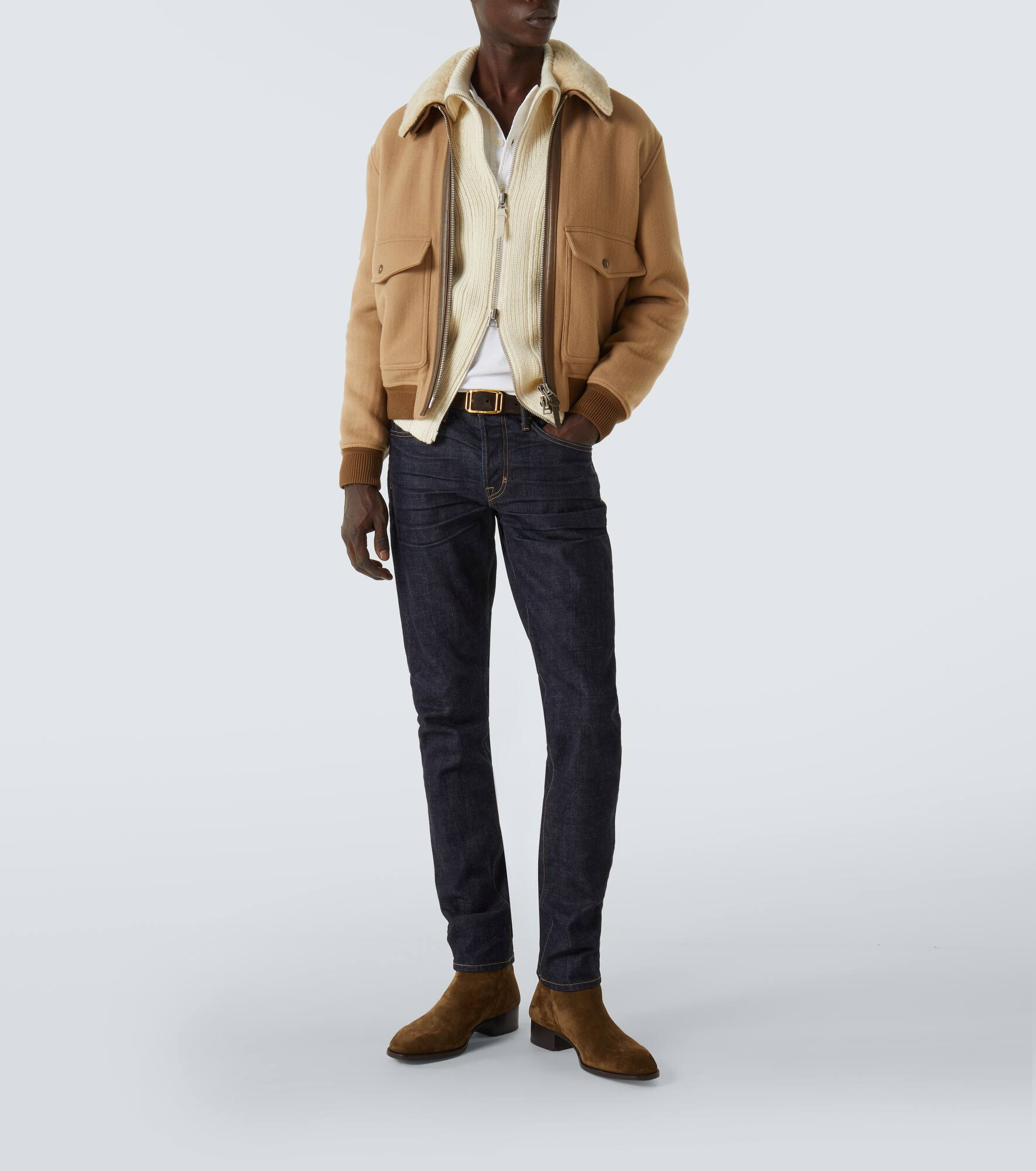 Shearling-trimmed virgin wool blouson - 2