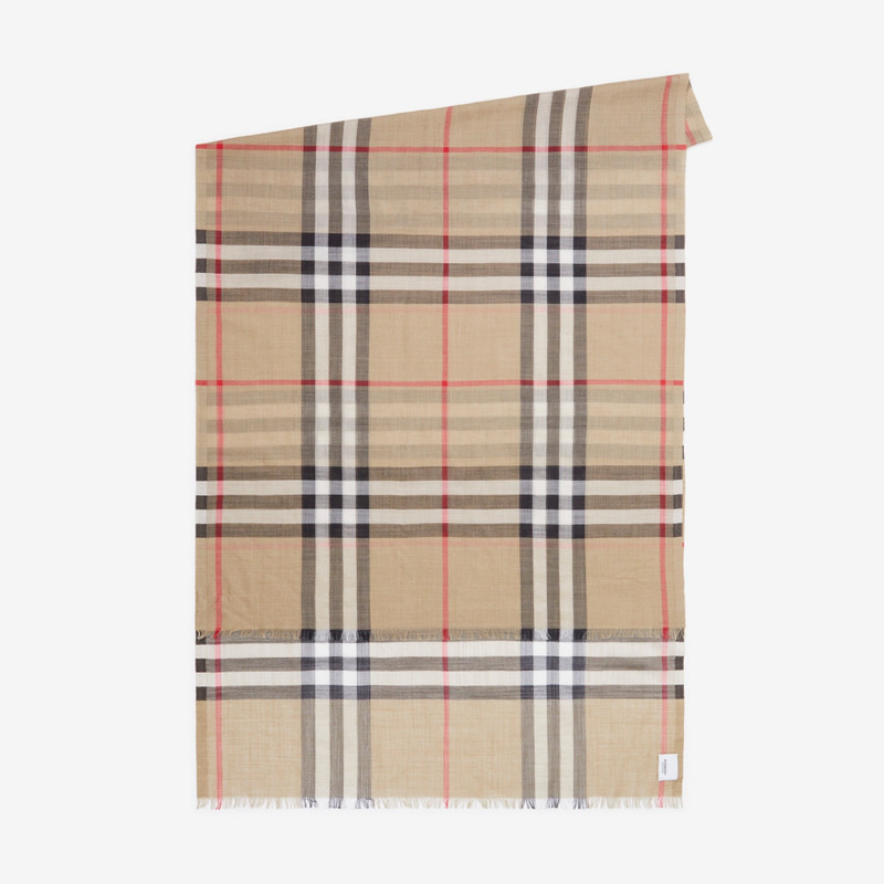 Burberry Check Lightweight Wool Silk Scarf outlook