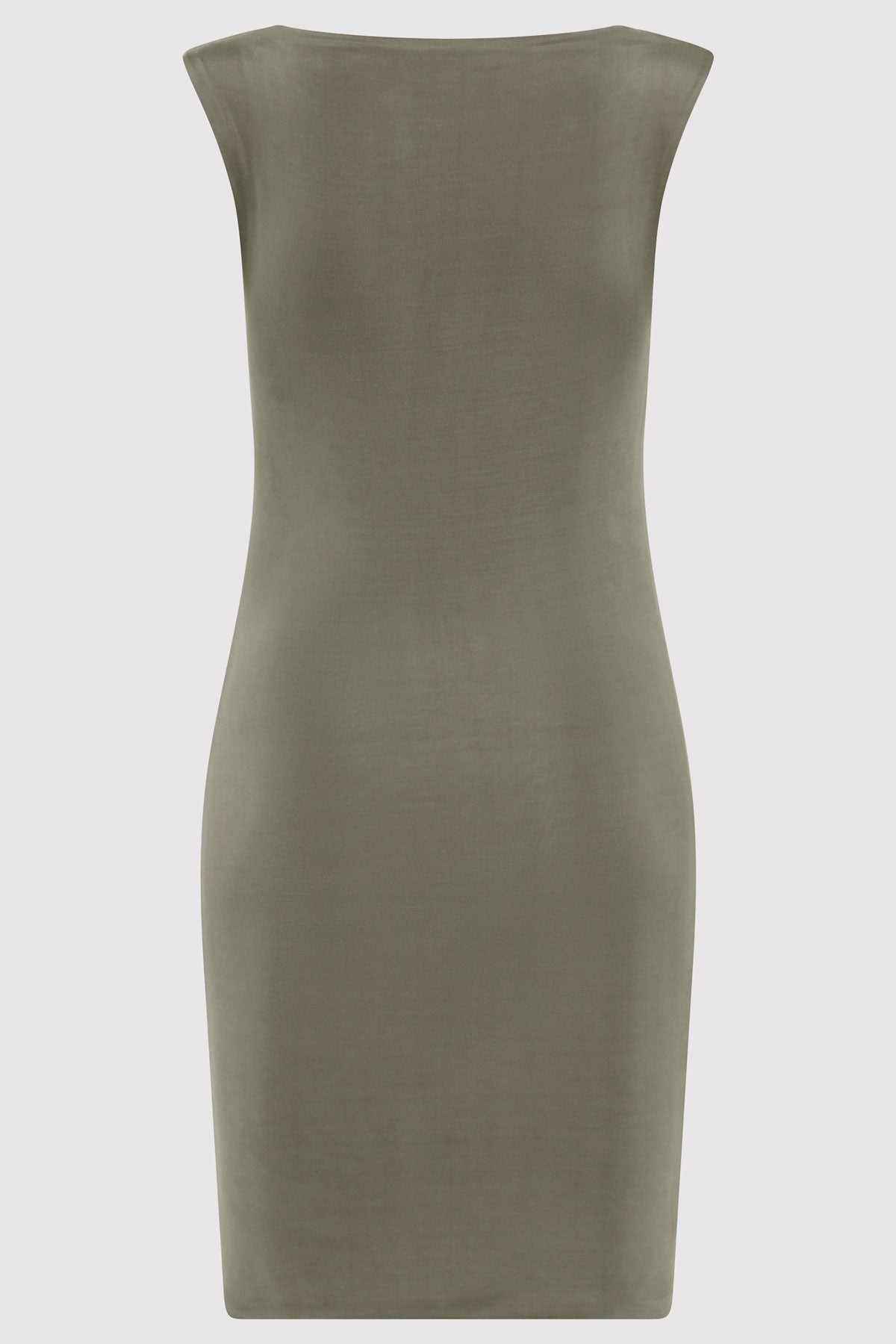 Cupro Jersey Mini Dress - Smokey Olive - 7