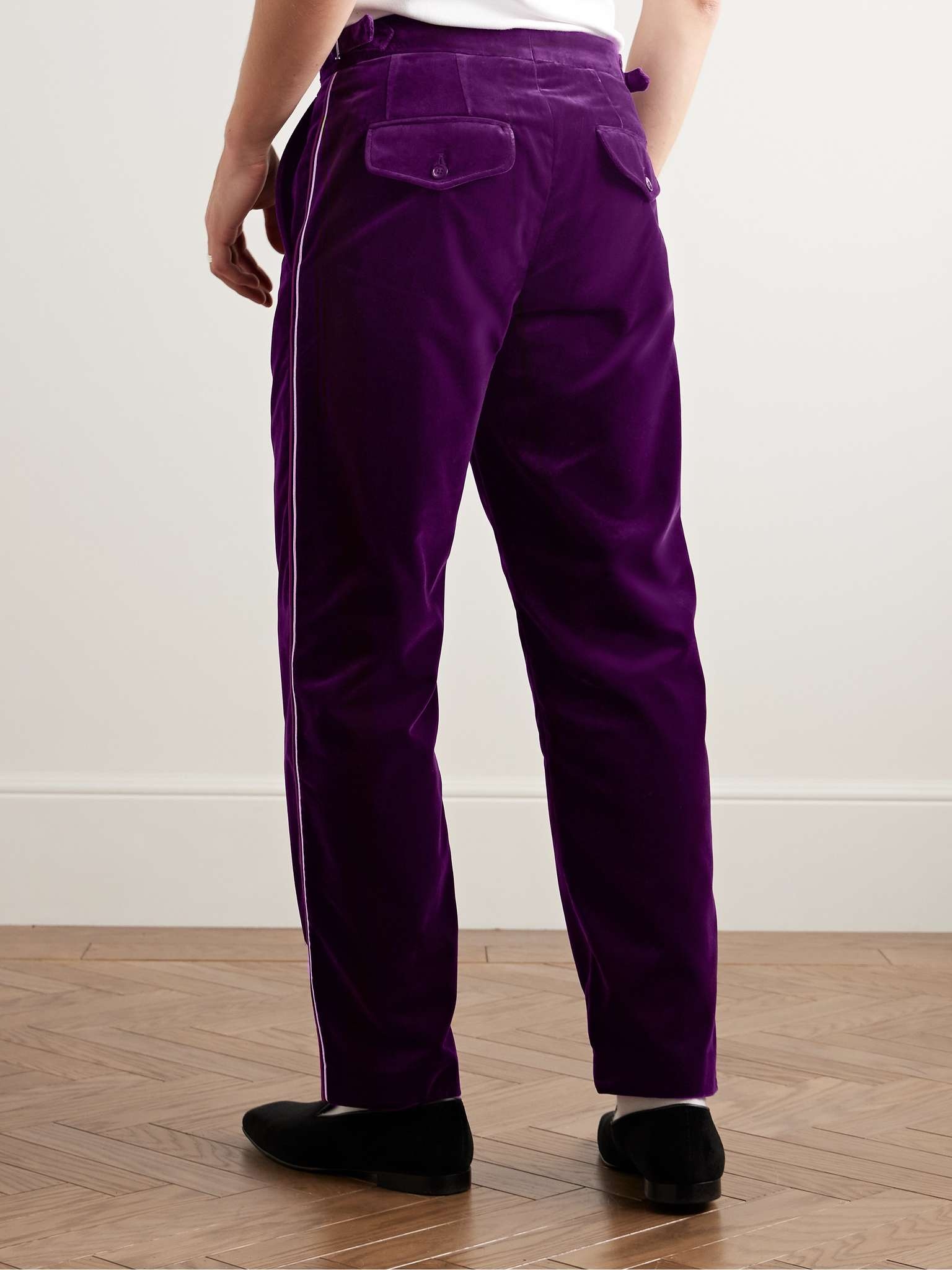 Showcase Straight-Leg Soutache-Trimmed Cotton-Velvet Suit Trousers - 4