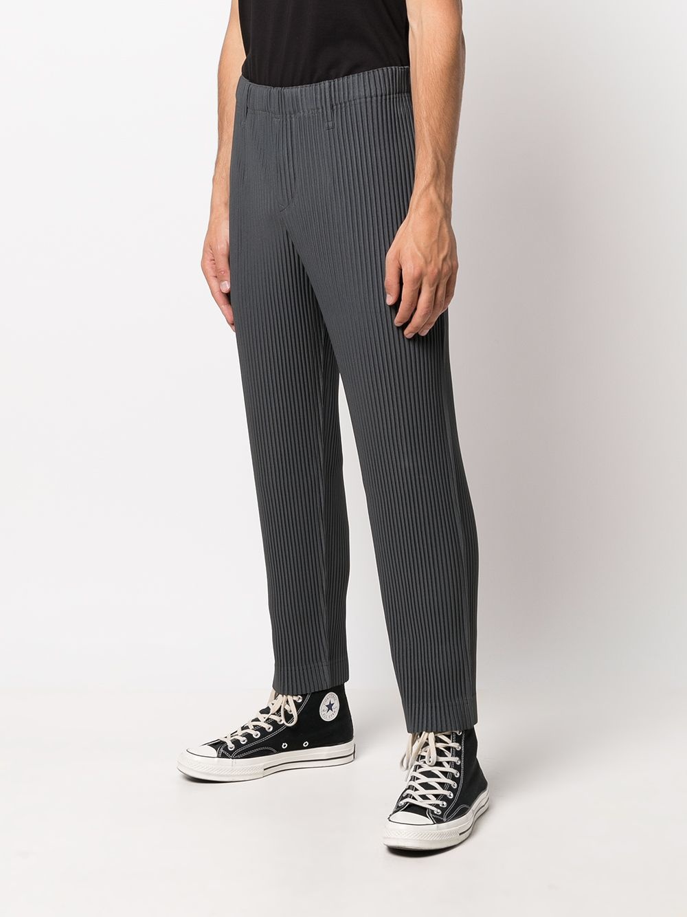 plissé straight-leg trousers - 3