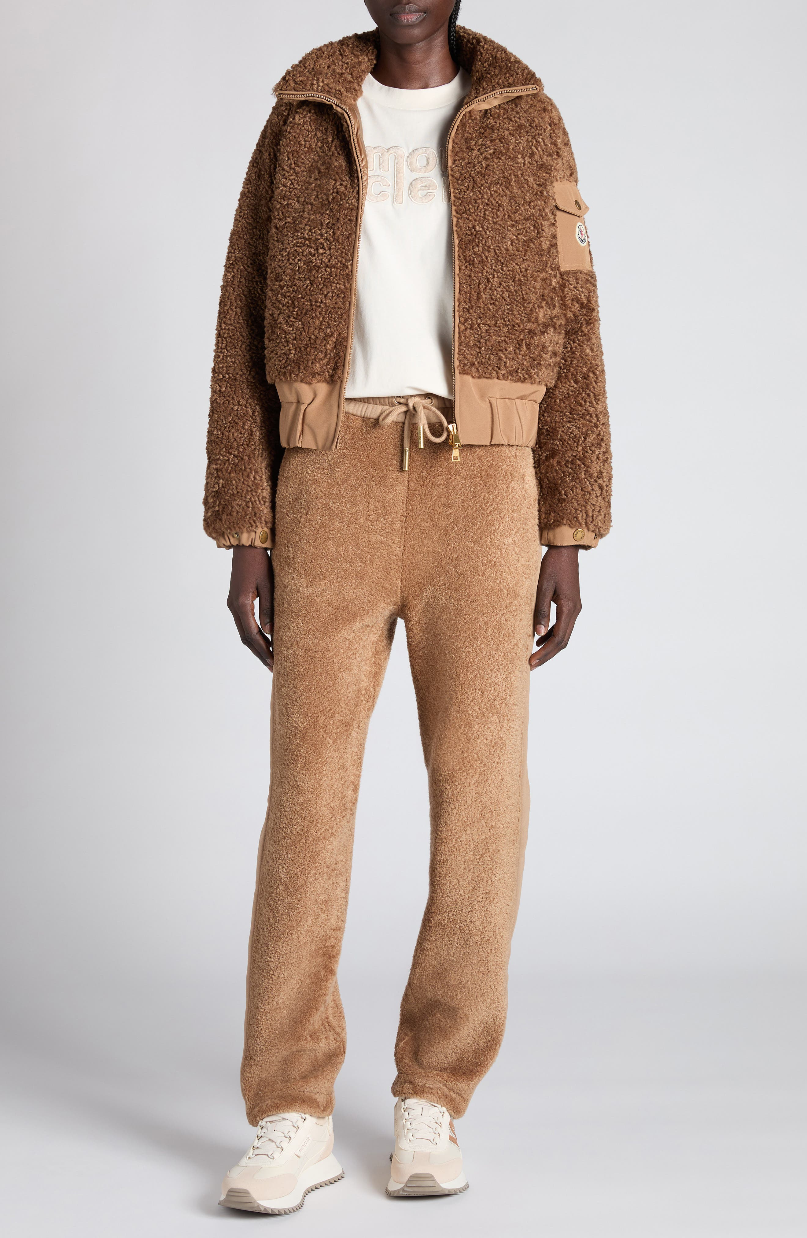 Moncler Coligny Mixed Media Down Jacket in Caribou at Nordstrom - 2
