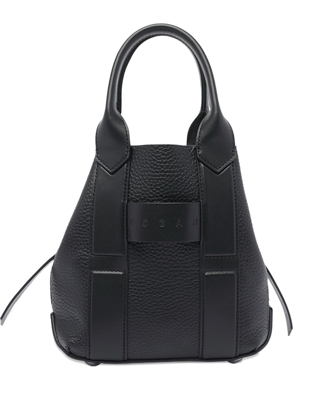 Script leather tote bag - 1