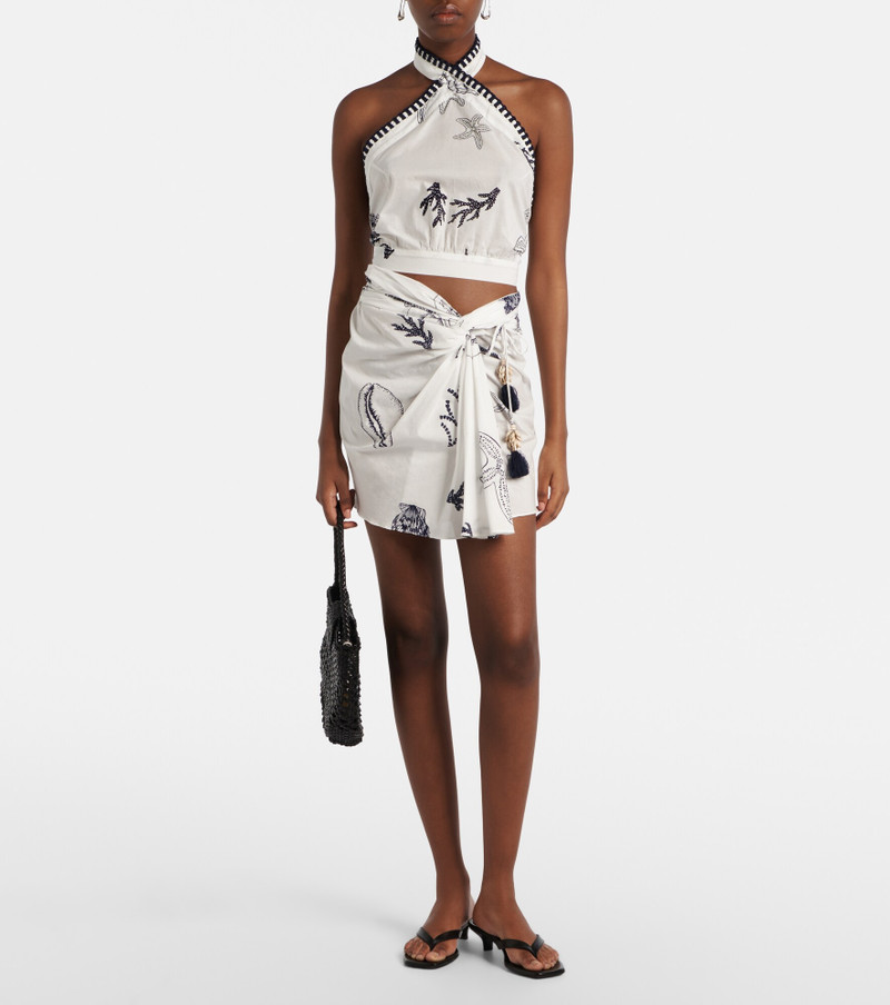 Poupette St Barth Suma ruffled open-back cotton crop top outlook