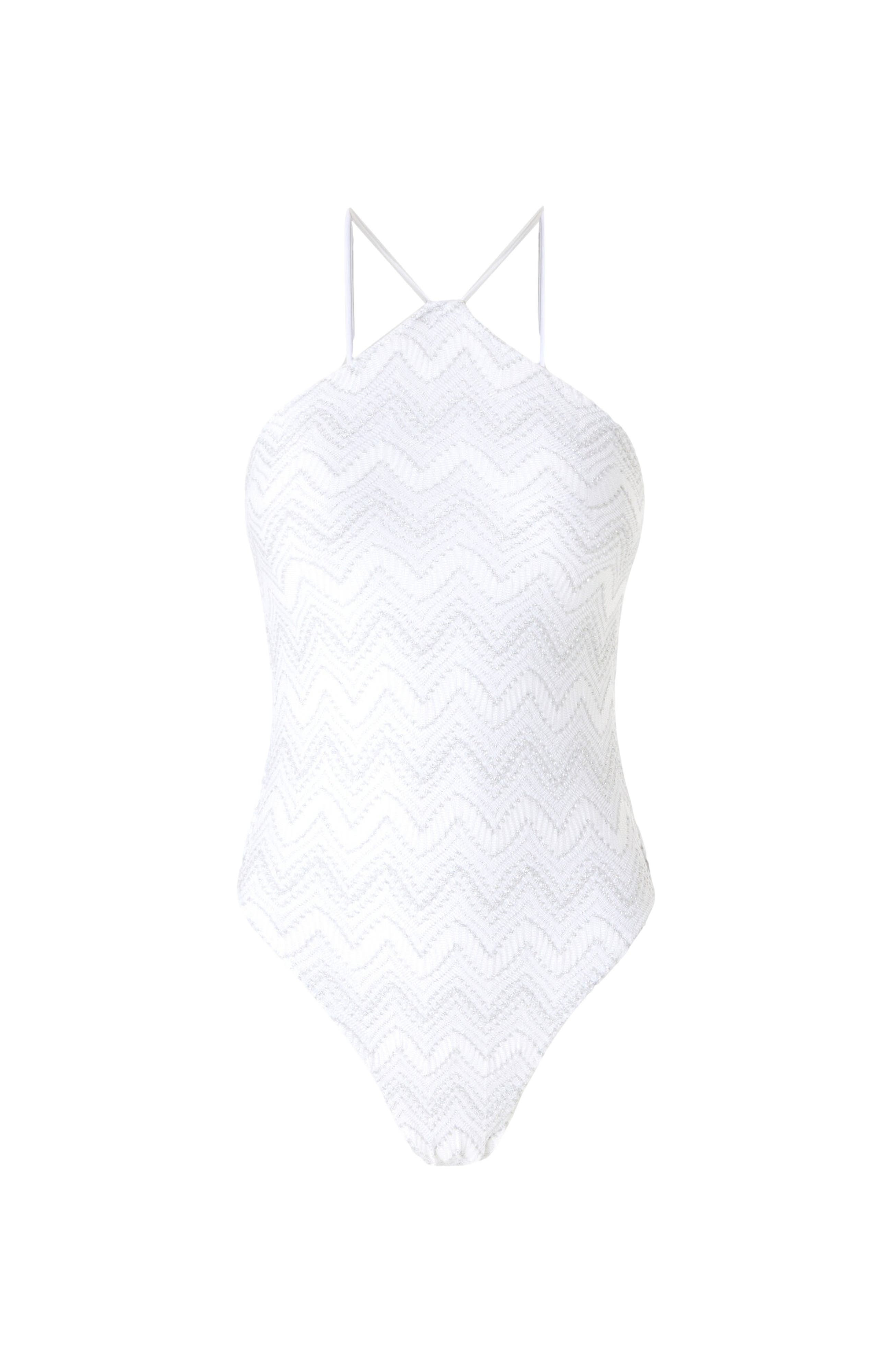 Missoni Zig Zag Lamé Viscose One-piece Swimsuit With Halter Neck in Silver at Nordstrom - 2