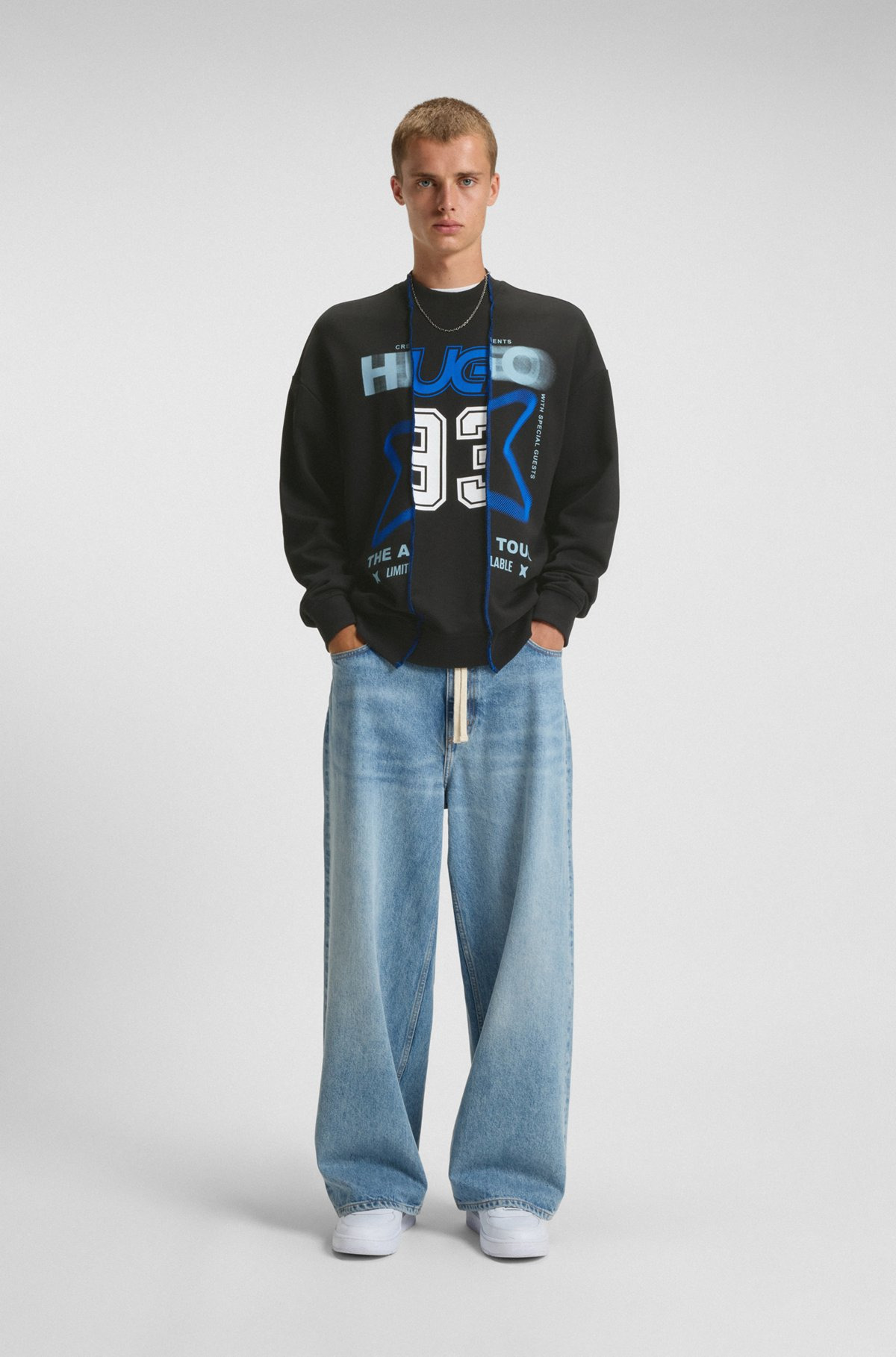 COTTON-TERRY SWEATSHIRT WITH LAYERED EFFECT AND MIXED PRINTS - 4