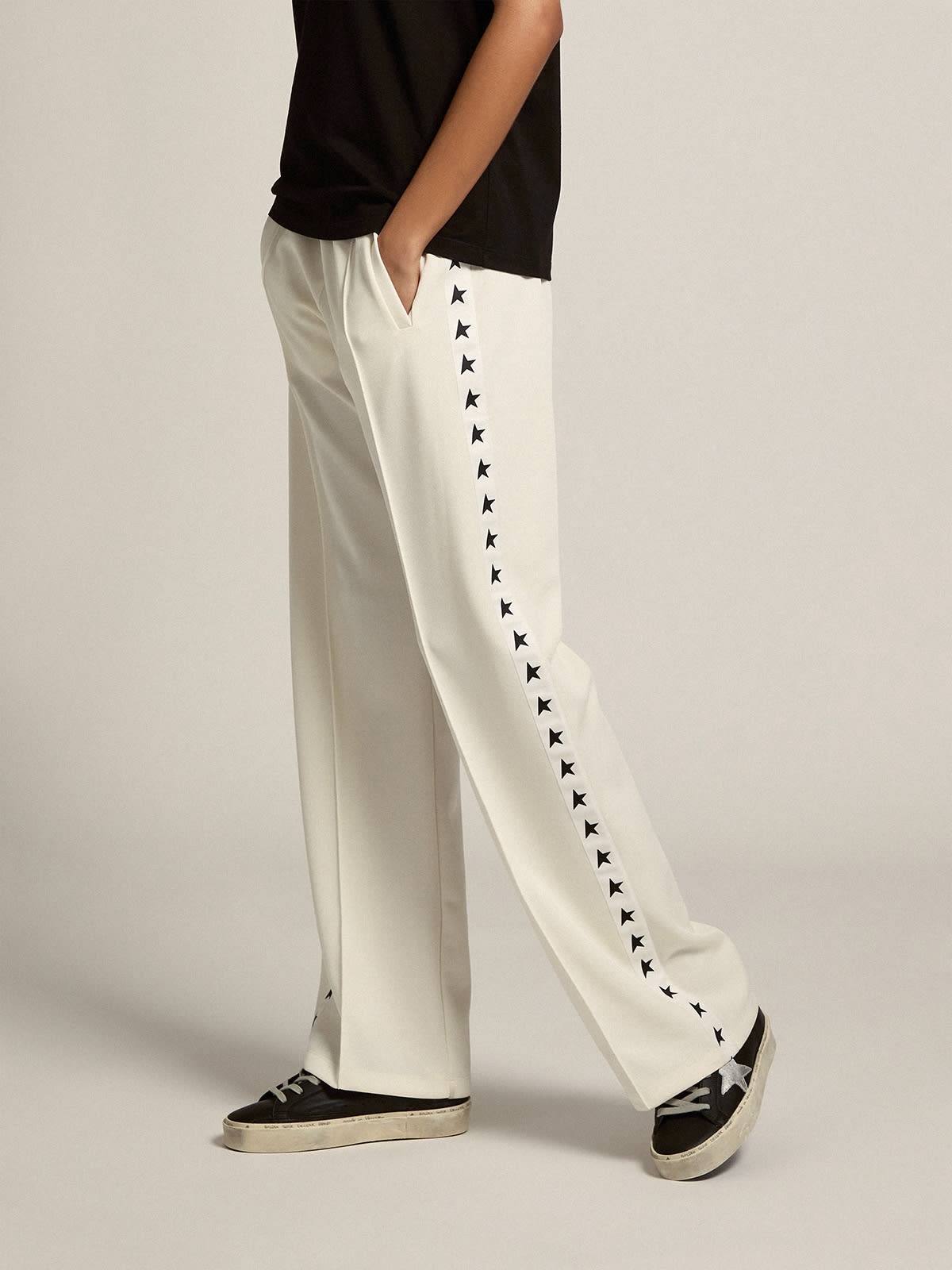 Women’s white joggers with stars on the sides - 2