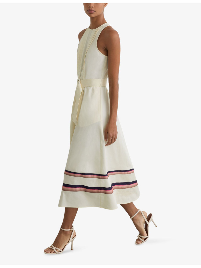 REISS Sara Stripe-Print Stretch-Cotton Midi Dress outlook