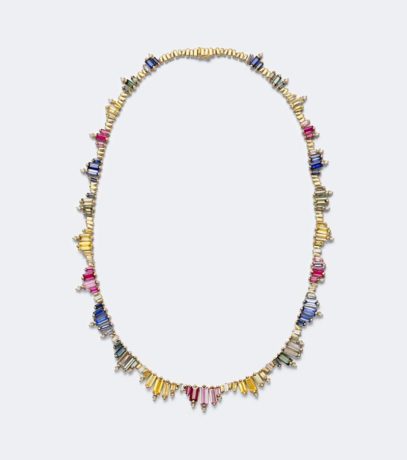 18kt gold necklace with sapphires and diamonds 1