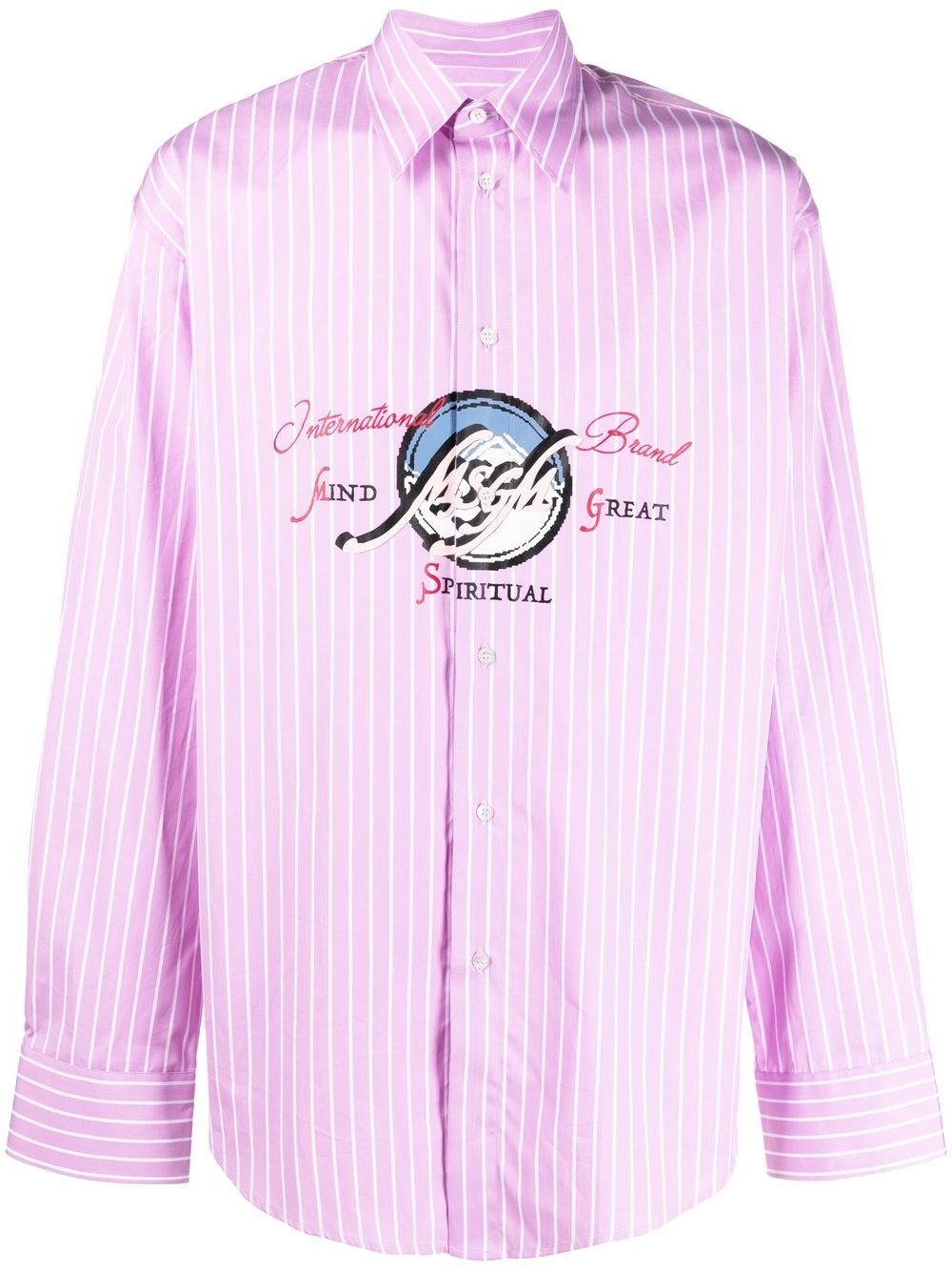 logo-print pinstripe shirt - 1