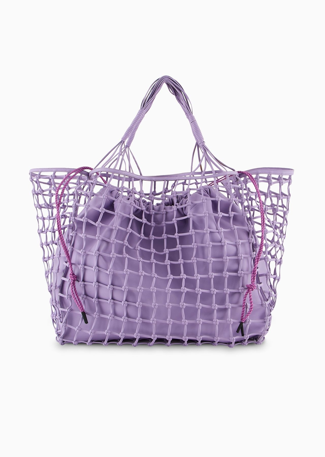 Oversized nappa leather-effect woven shopper bag - 1