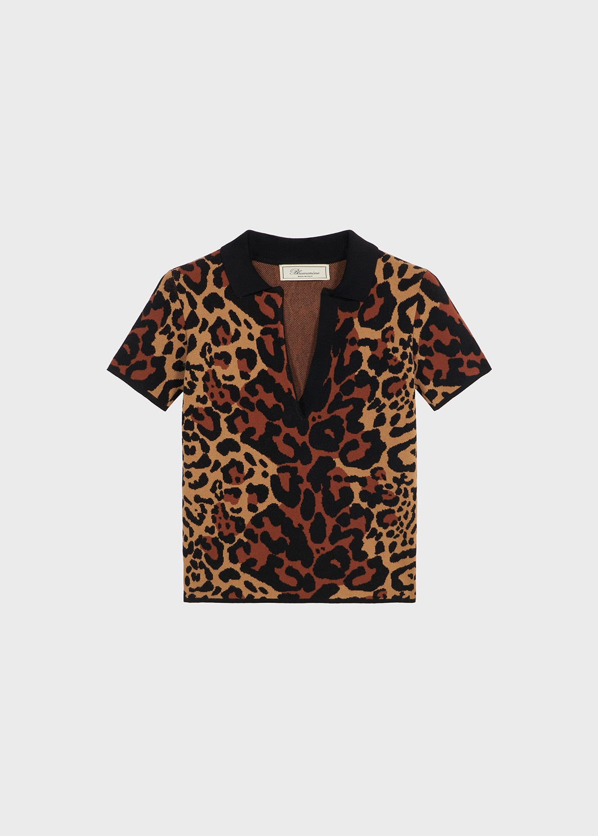 ANIMALIER PRINT VISCOSE POLO SHIRT - 1