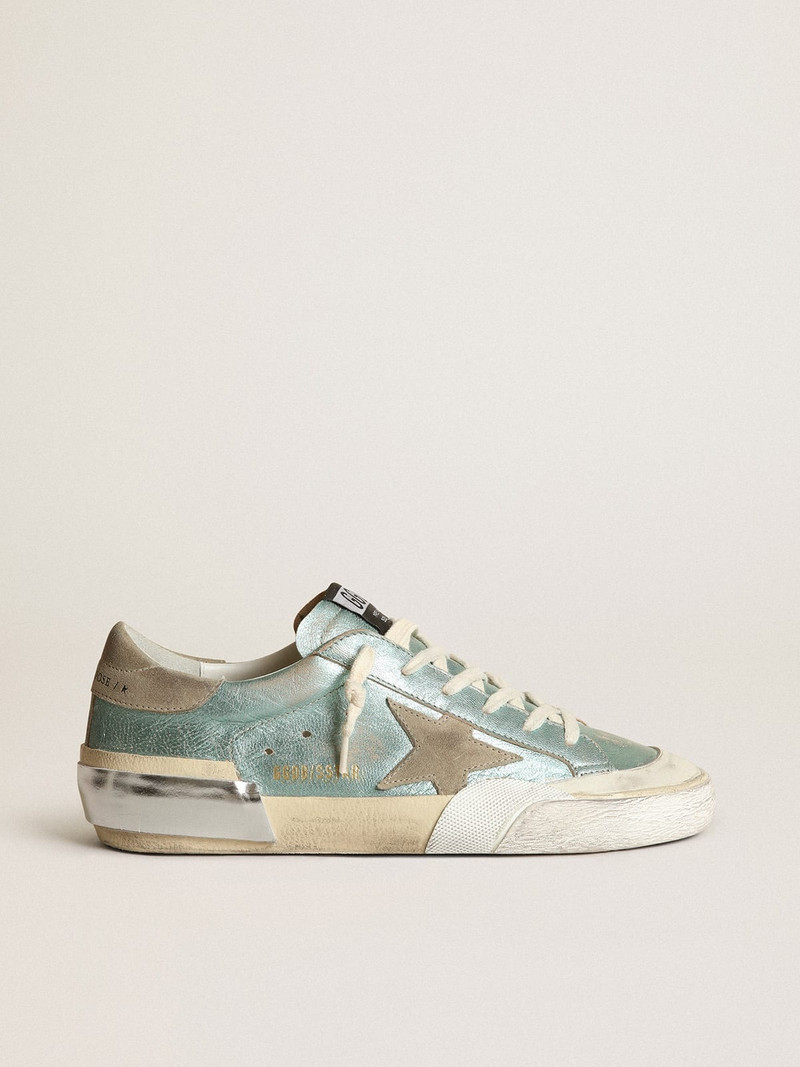 Super-Star sneakers in mint-green laminated leather with ice-gray suede star and multi-foxing - 1
