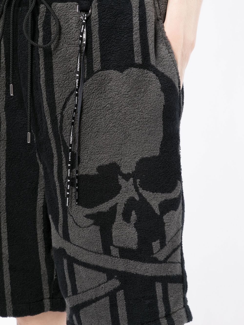 woven striped skull shorts - 5