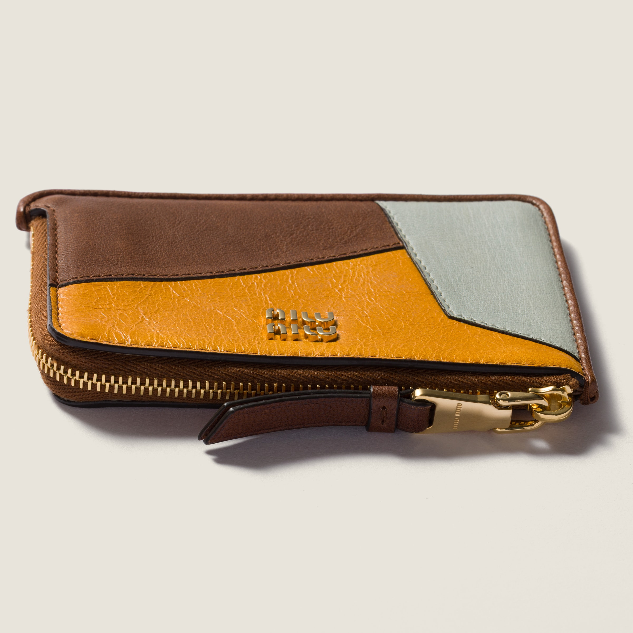 Leather patchwork pouch card holder - 4
