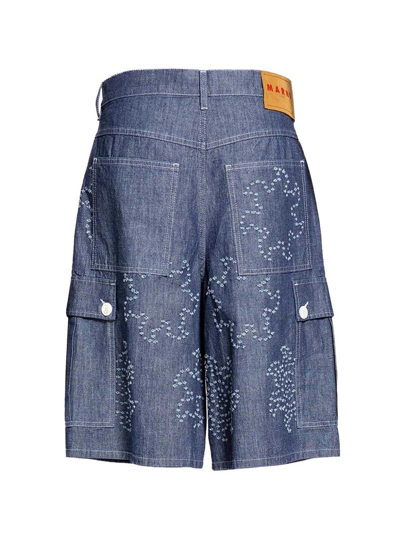 Marni embroidered denim shorts outlook
