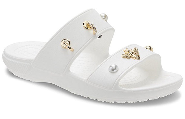 (WMNS) Crocs Soft Sole Cozy Outdoor Flat Heel Sports Slippers White 207387-103 - 4