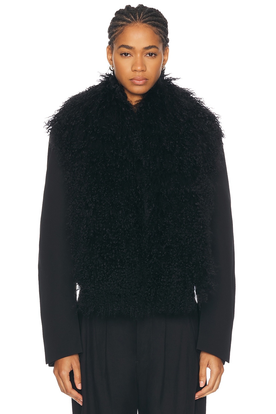 Faux Fur Collar Cropped Blazer - 2