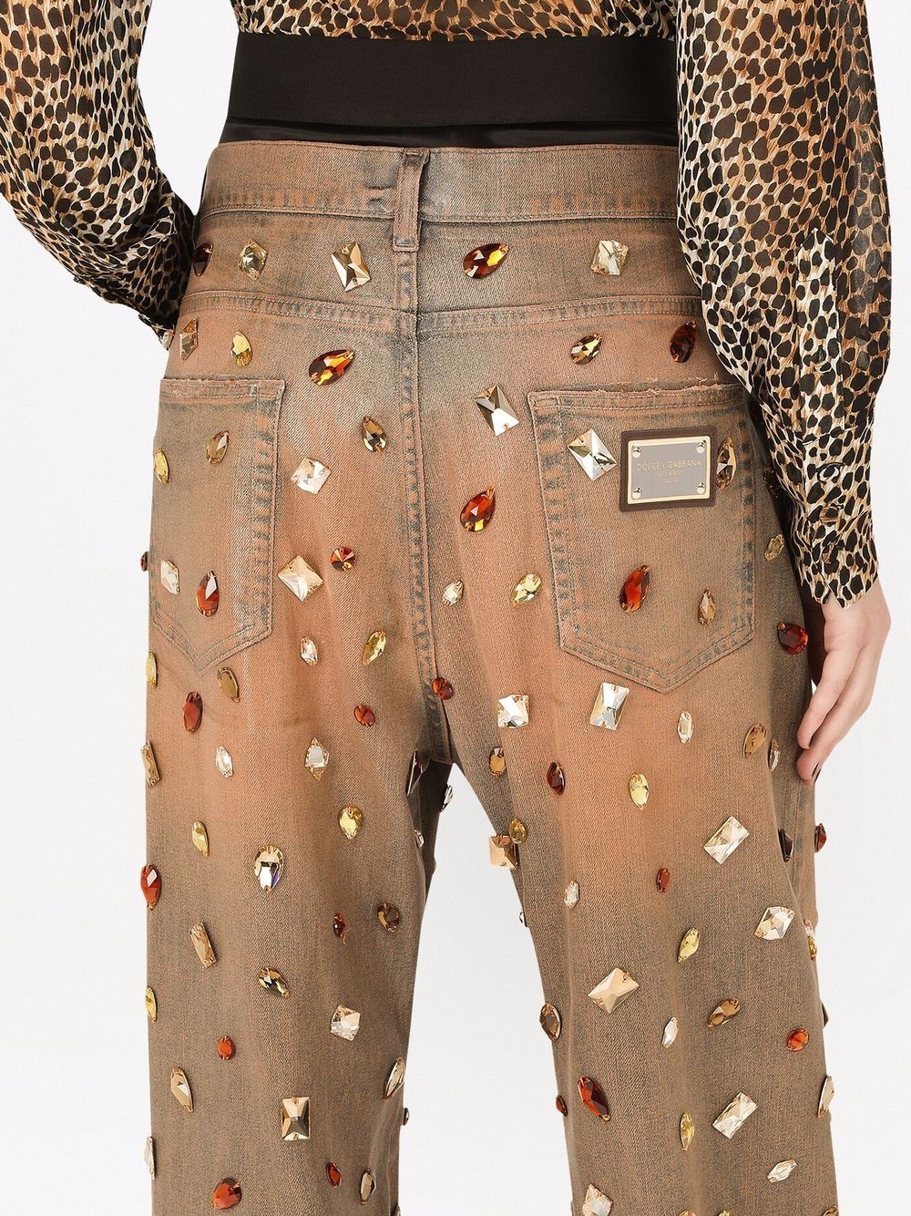 crystal-embellished high-waist jeans - 5