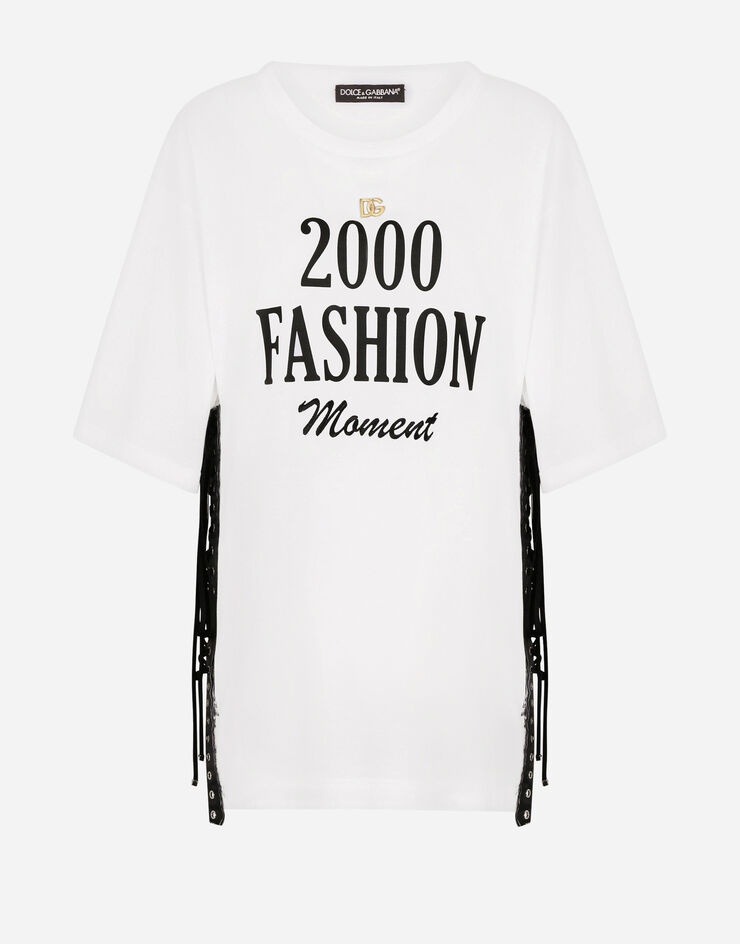 Jersey T-shirt with lacing and 2000 fashion print - 3