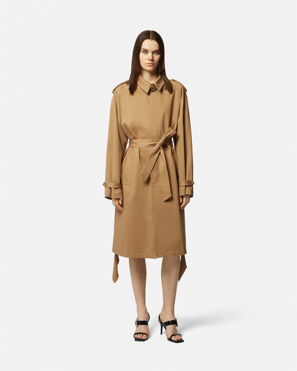 Baroque Buckle Ruffled Trench Coat - 2