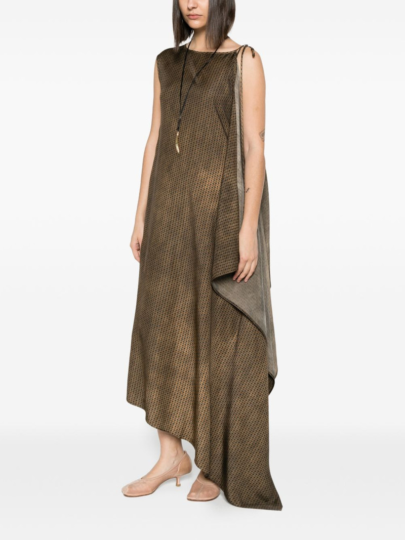 UMA WANG geometric-print draped asymmetric dress outlook