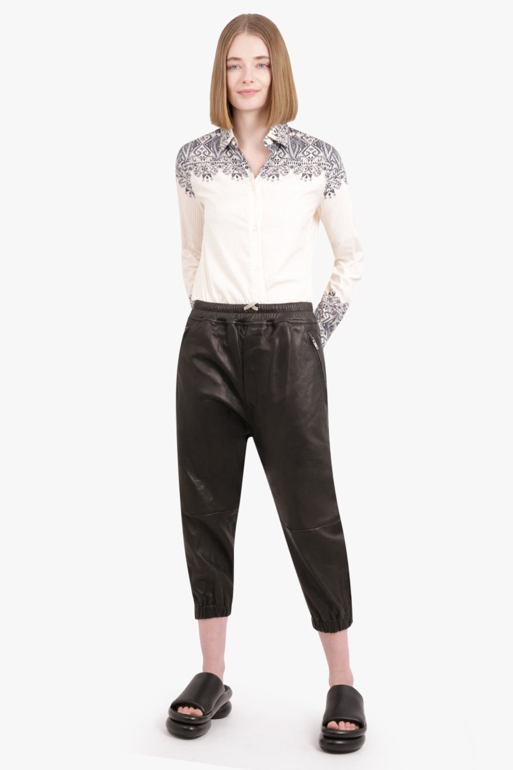 PAISLEY FRINGE BUTTON UP SHIRT |  BIANCO - 3