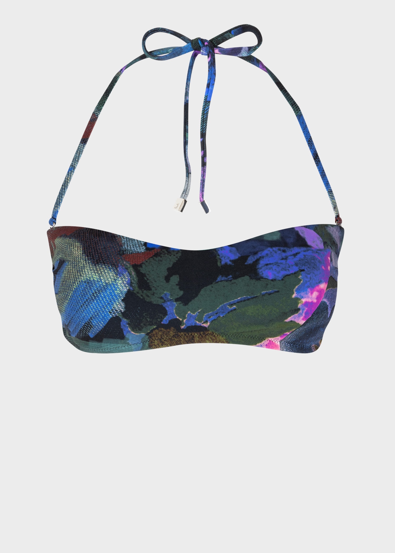 Navy 'Floral Collage' Bandeau Bikini Top - 1