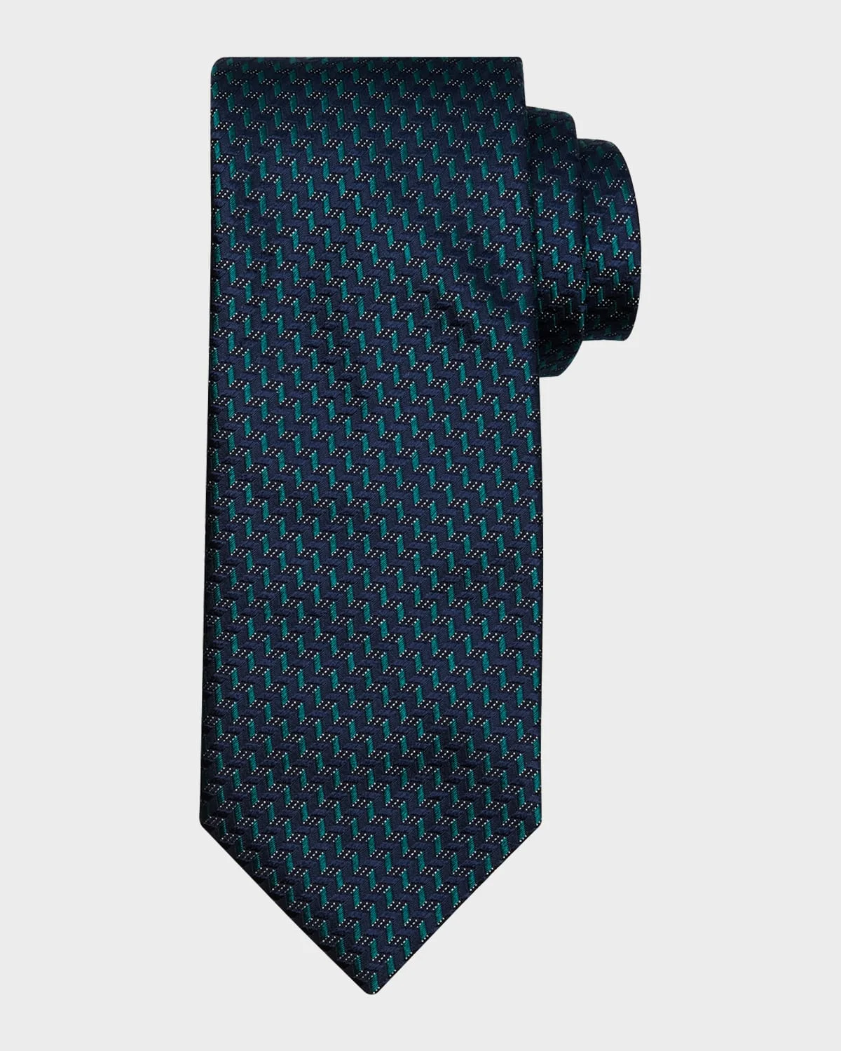 Men's Woven Geometric Silk Tie - 1