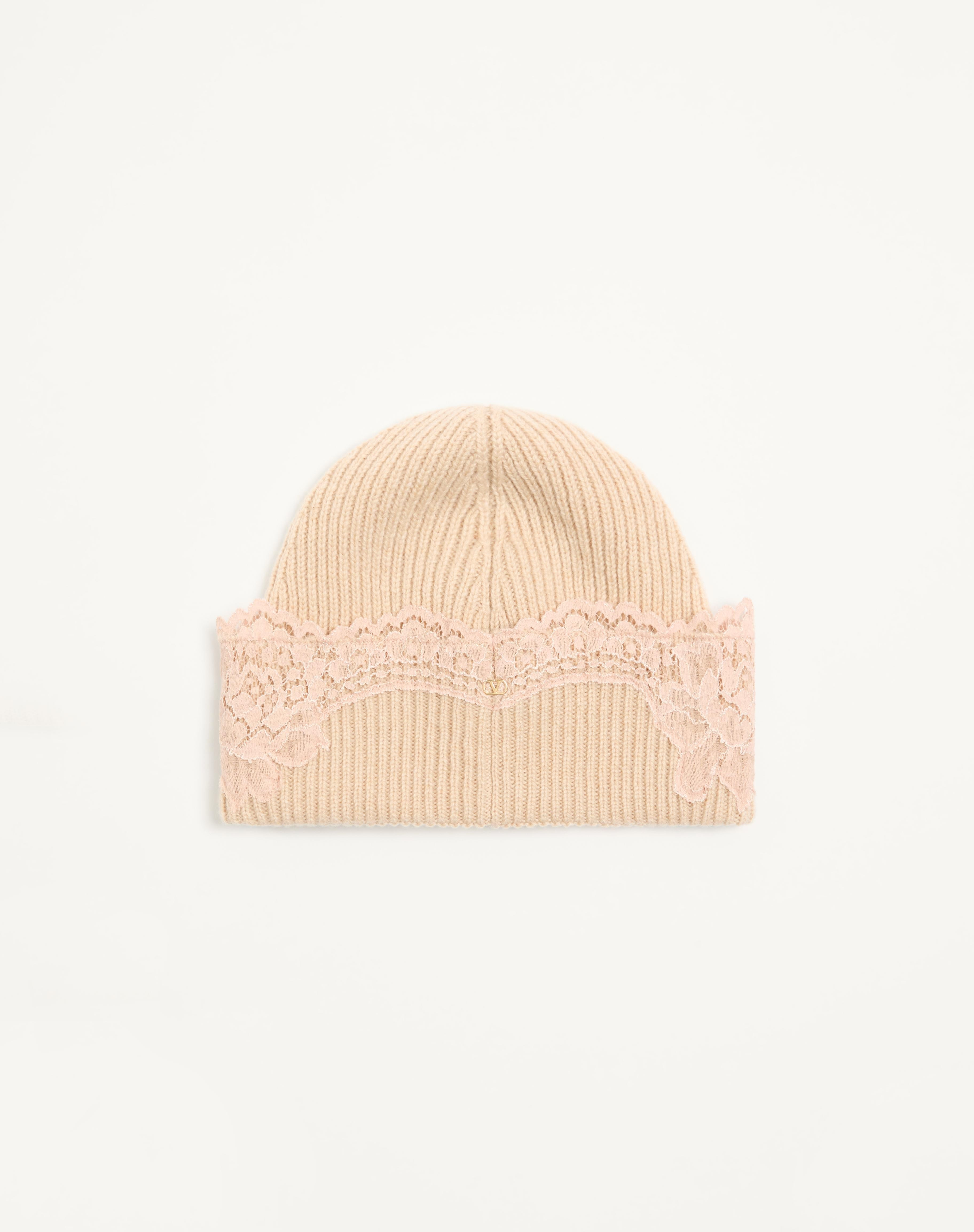 VLOGO SIGNATURE CASHMERE AND LACE BEANIE - 4