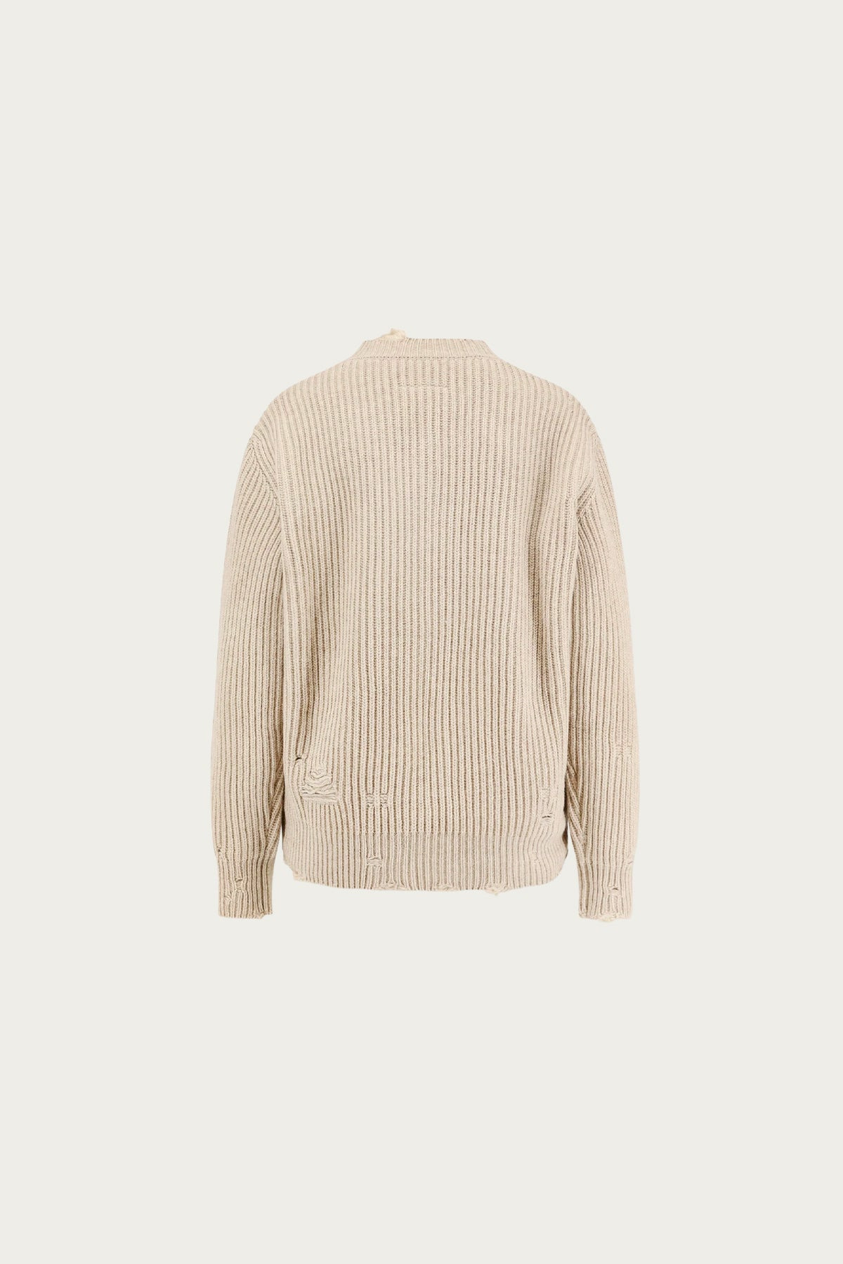 Distressed V-Neck Sweater - Grey - 2