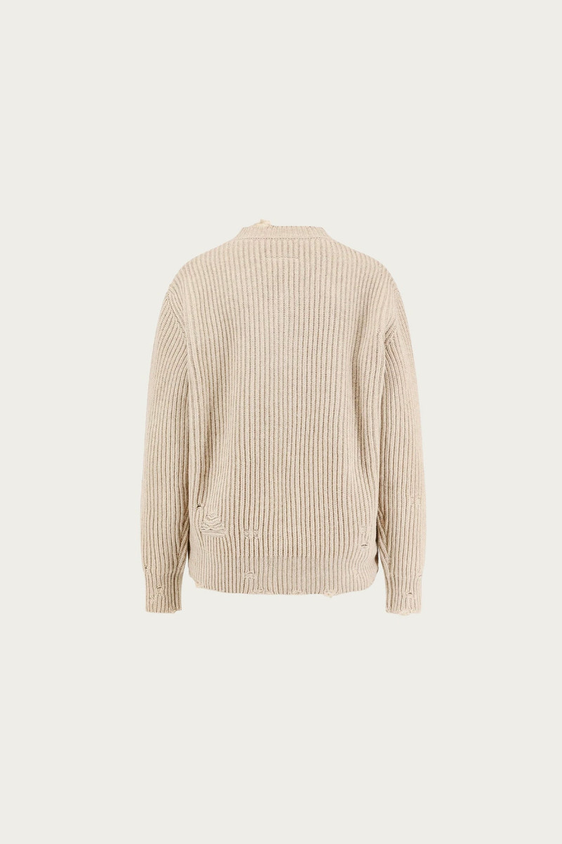 MM6 Maison Margiela Distressed V-Neck Sweater - Grey outlook