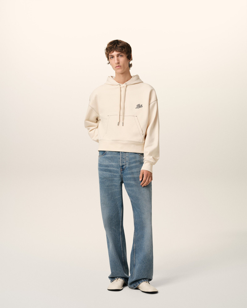 AMI Paris BEIGE COTTON HOODIE AMI SIGNATURE outlook