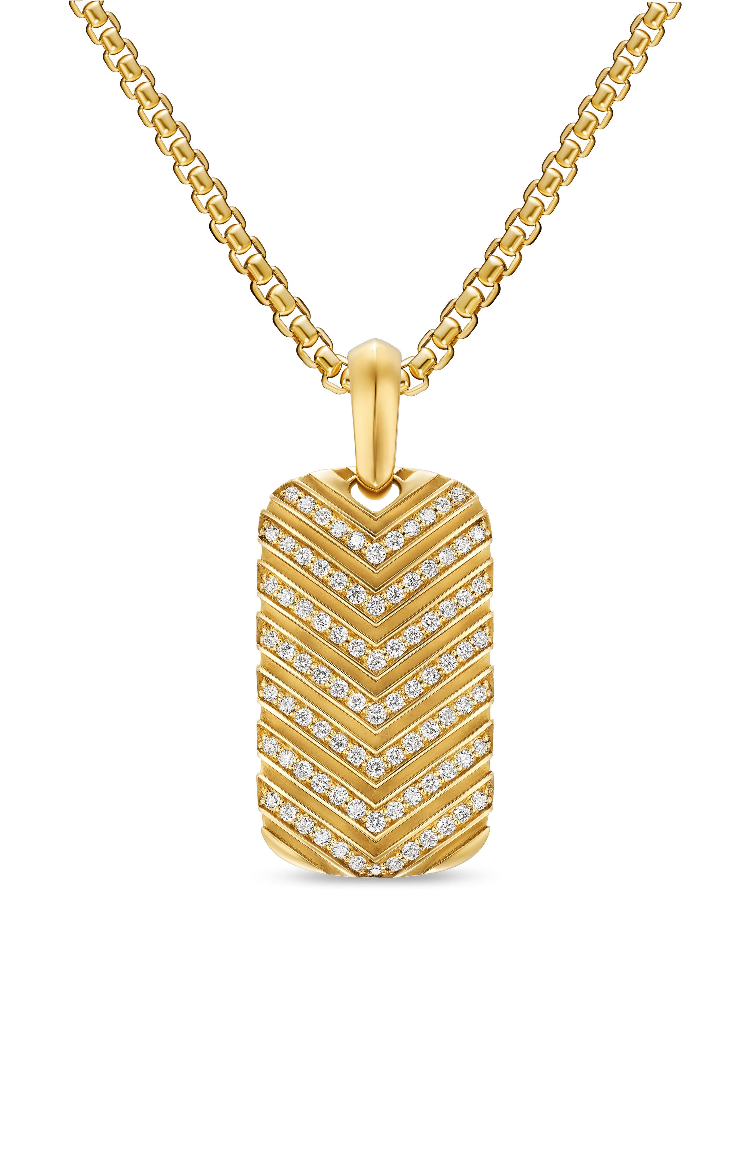 David Yurman Men's Chevron Tag in 18K Yellow Gold with Diamonds, 27mm at Nordstrom - 1