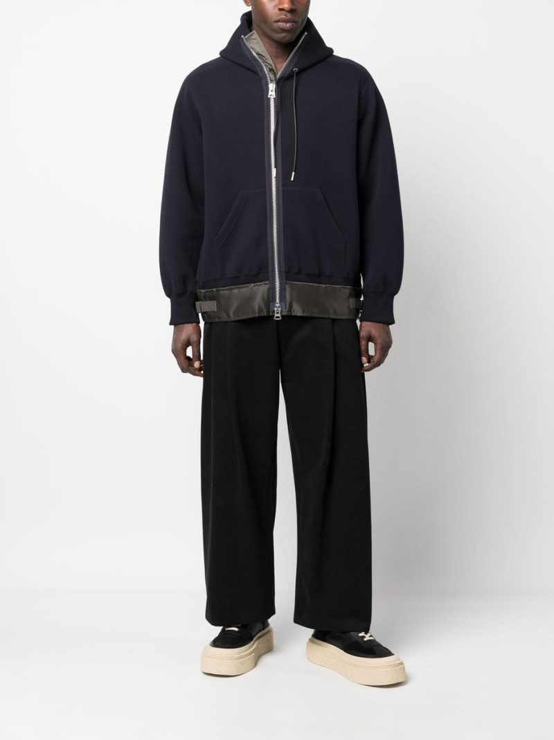 sacai panelled zip-up hoodie outlook