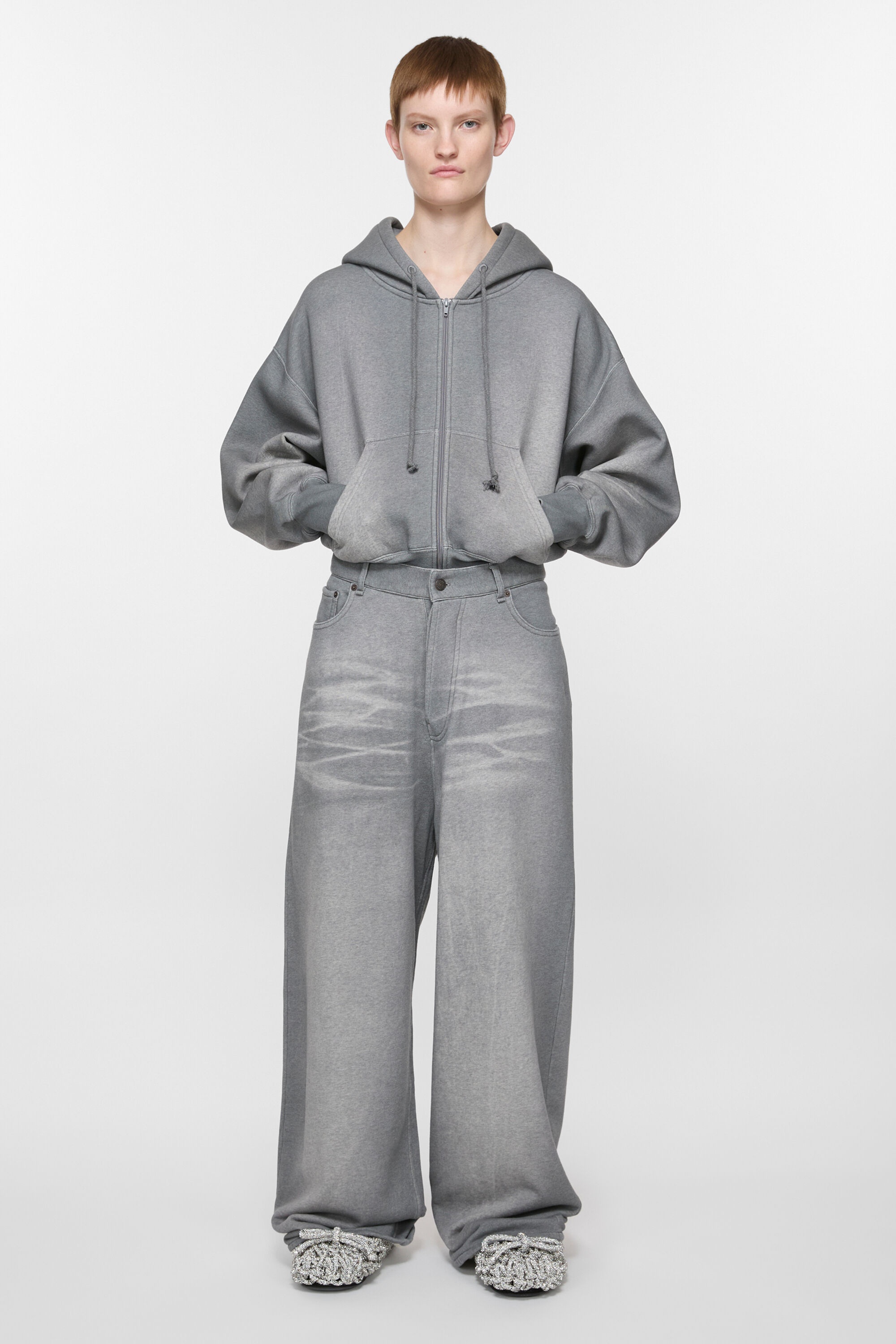Loose fit trousers - Grey Melange - 2