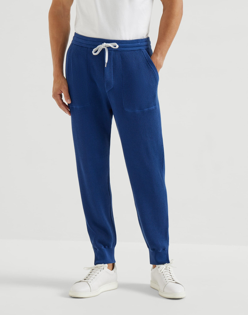 Cotton English rib knit trousers with zipper cuffs 2