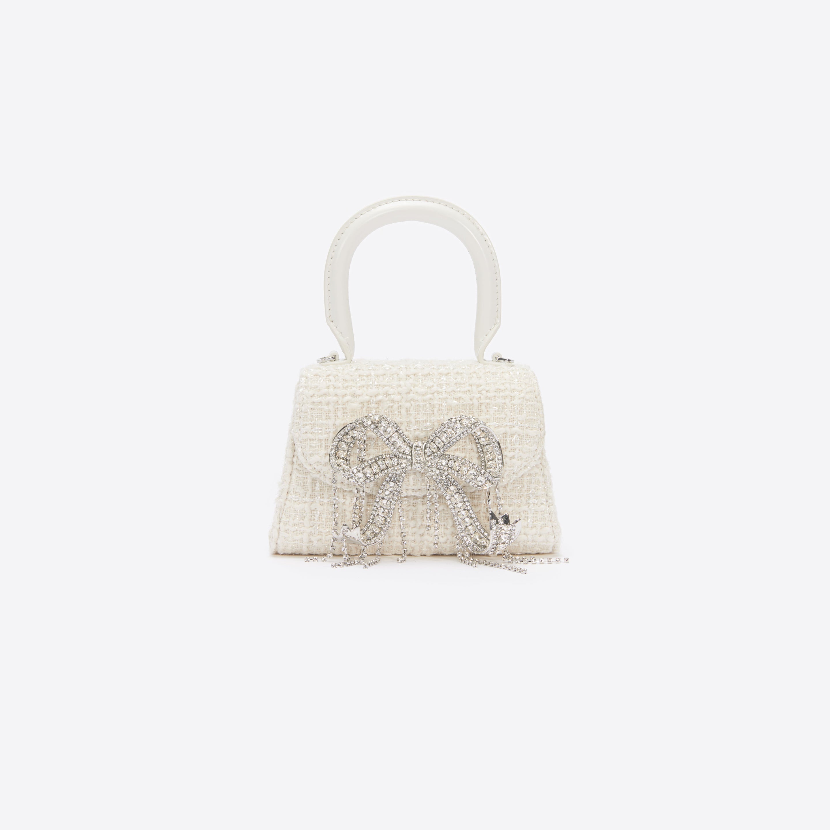 Cream Boucle Micro Bow Bag - 1