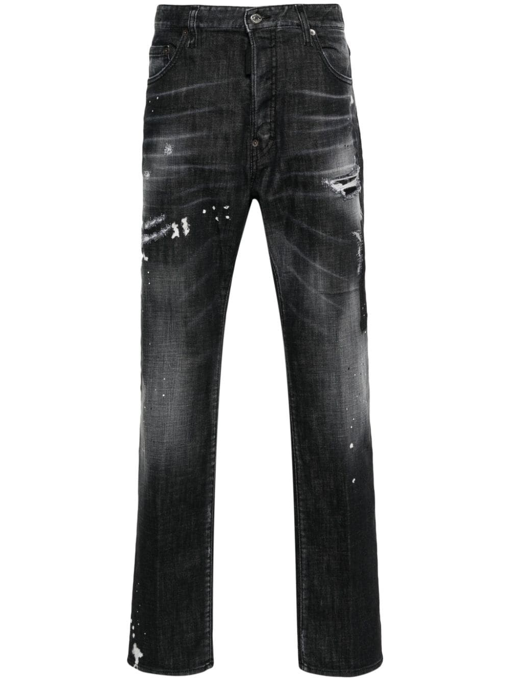 distressed straight-leg jeans - 1