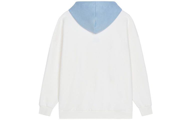 (WMNS) New Balance Logo Fleece Hoodie 'White Blue' AWT13346-AS9 - 2