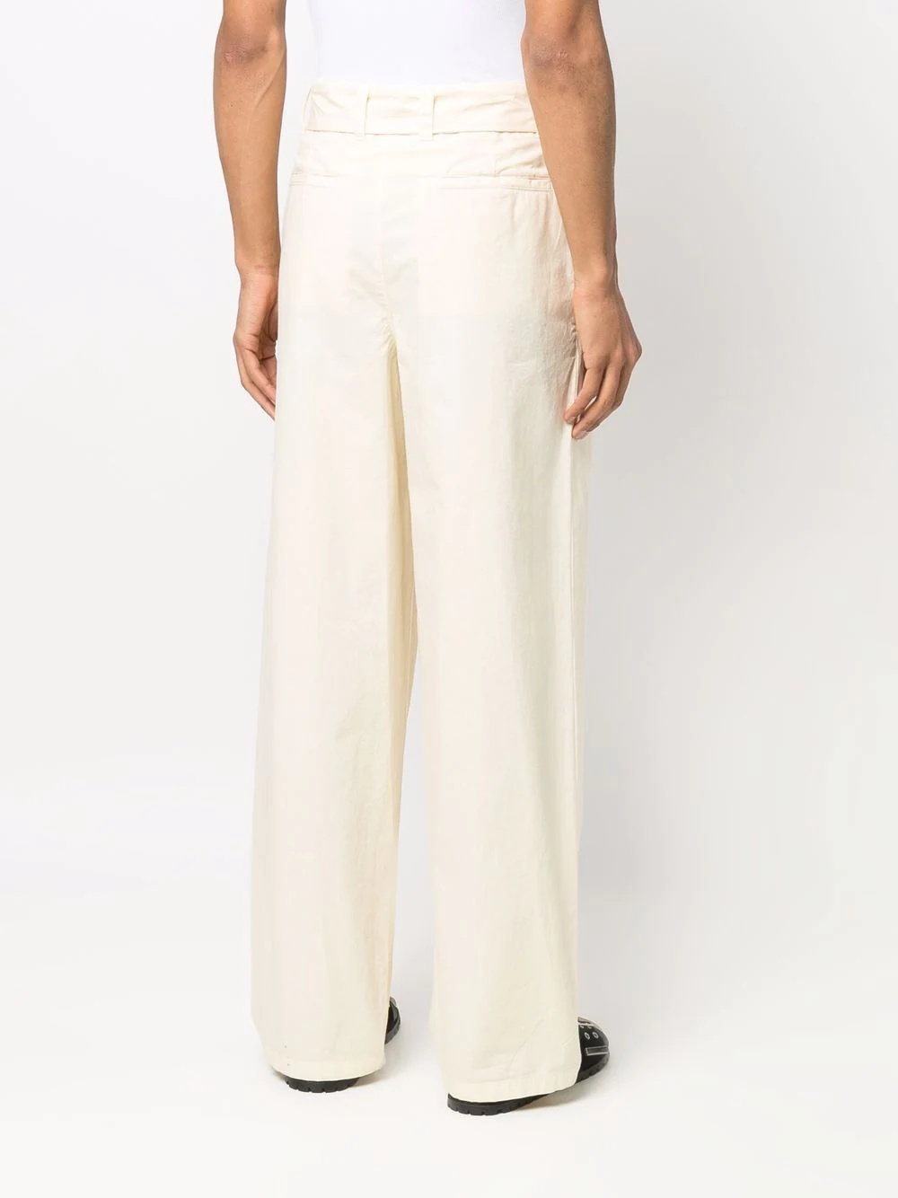 wide-leg cotton trousers - 4