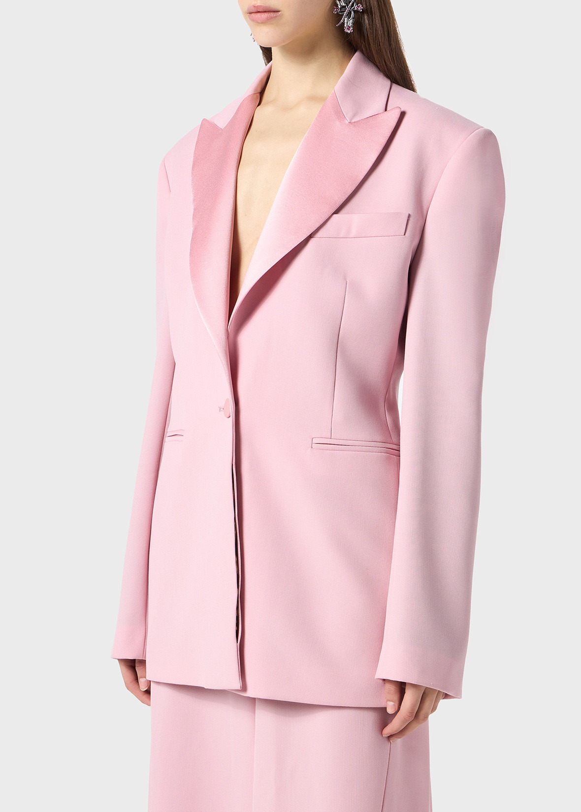 SINGLE-BREASTED JACKET IN GRAIN DE POUDRE WOOL - 5