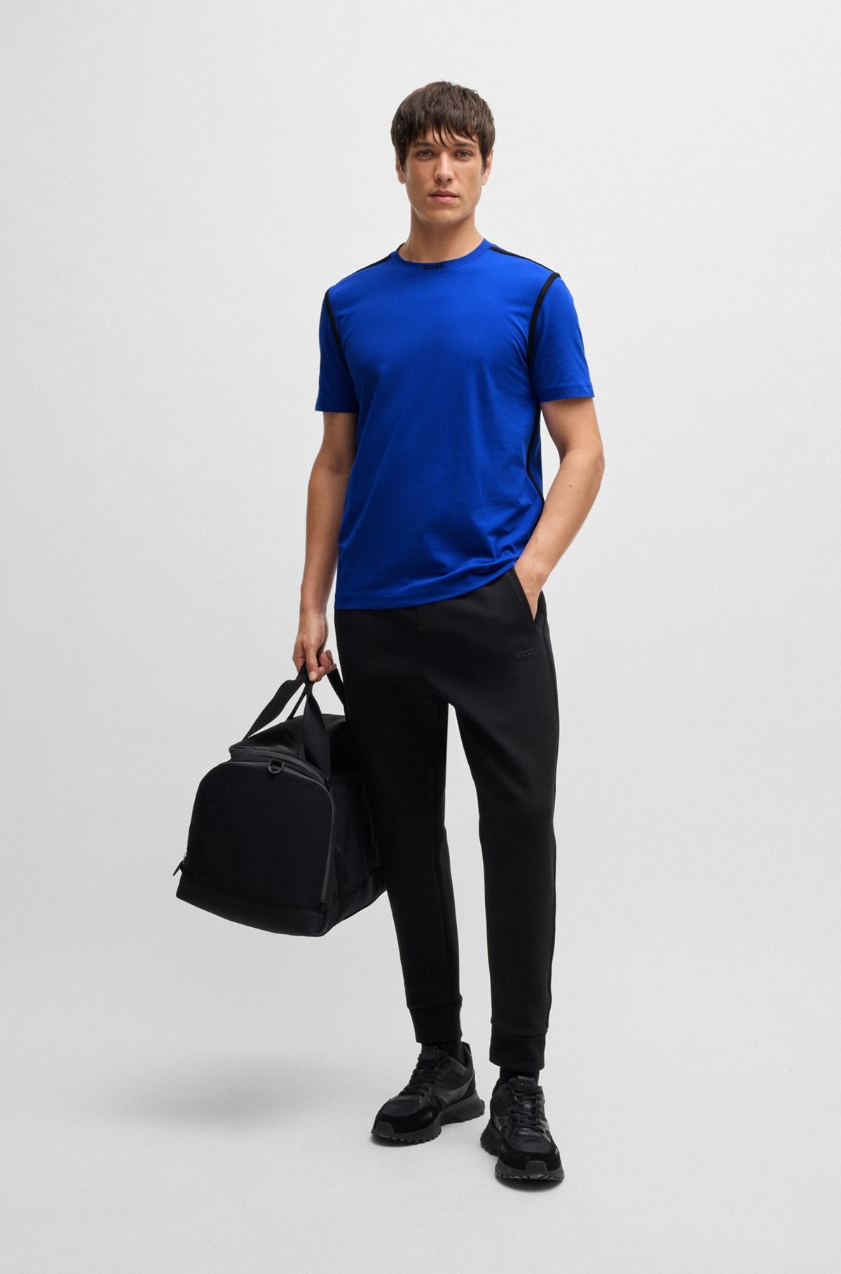 STRETCH-COTTON T-SHIRT WITH TAPE TRIMS - 4