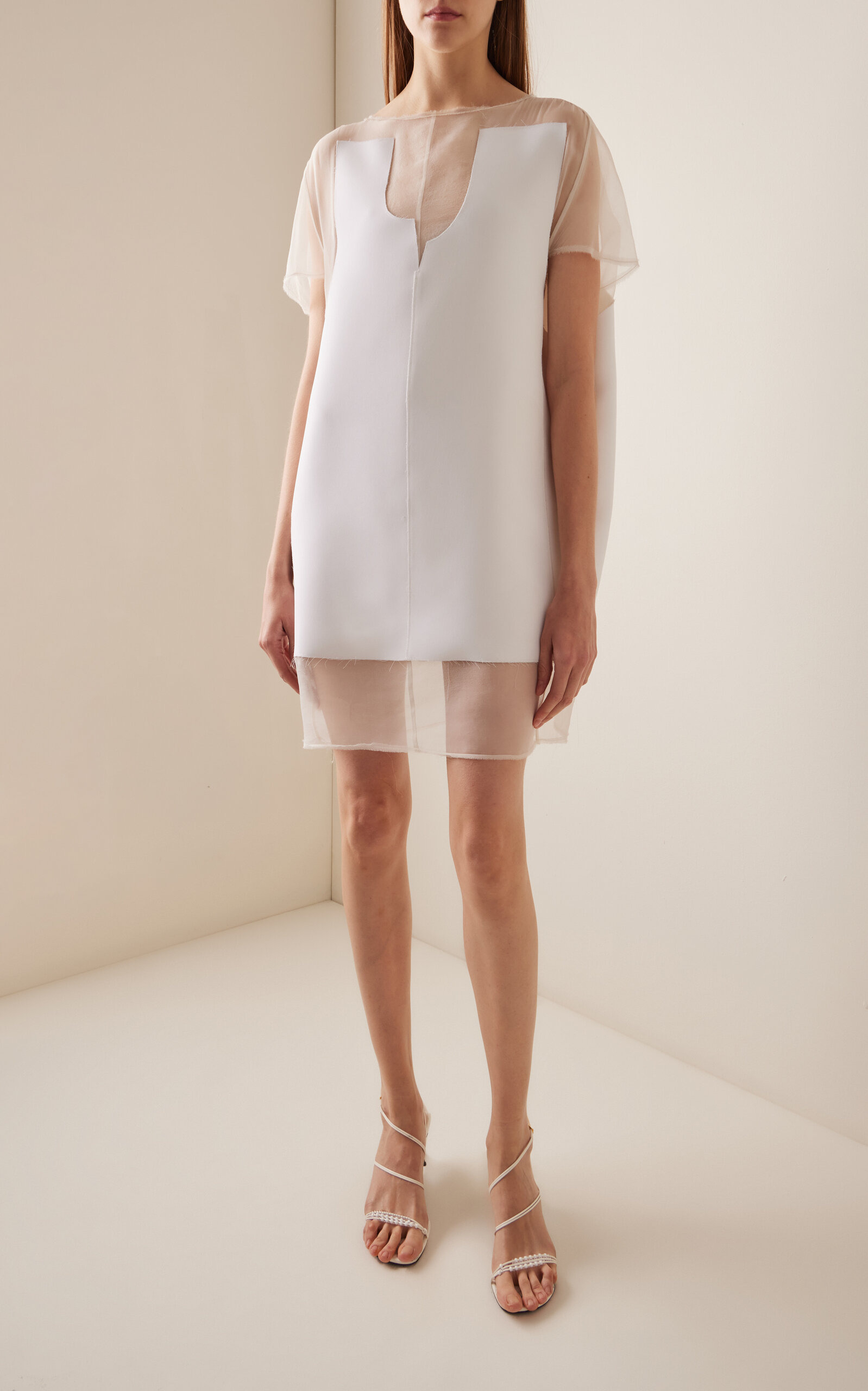 Winona Paneled Silk-Blend Mini Dress off-white - 3