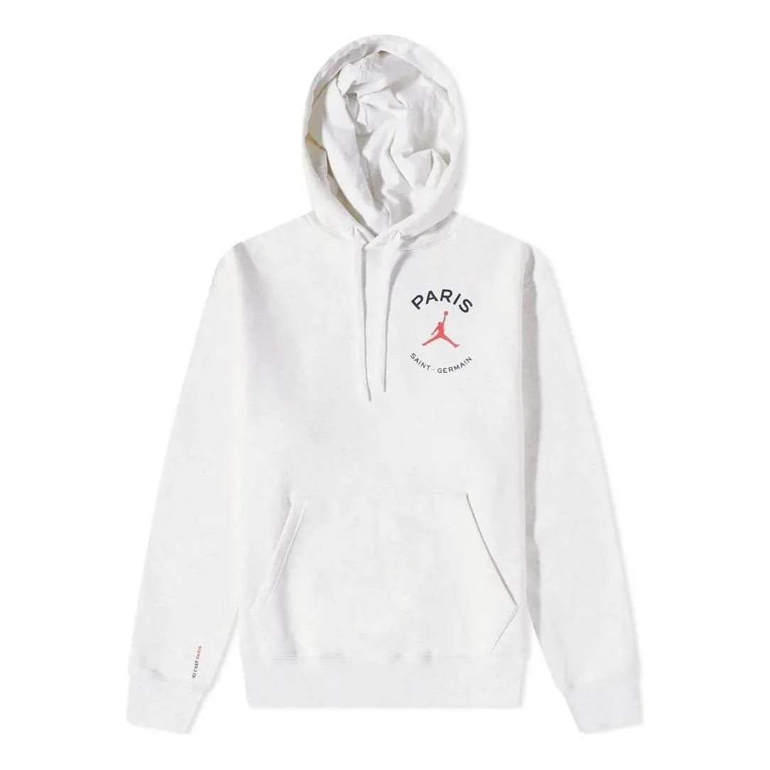 Men's Air Jordan x Paris Saint-Germain Crossover Logo Numeric Printing Hooded Long Sleeves White DJ0 - 1